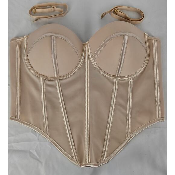 MICAS CURVE WOMEN'S BEIGE NUDE Solid Bustier Corset Top - SIZE X-LARGE (XL) - Picture 3 of 9